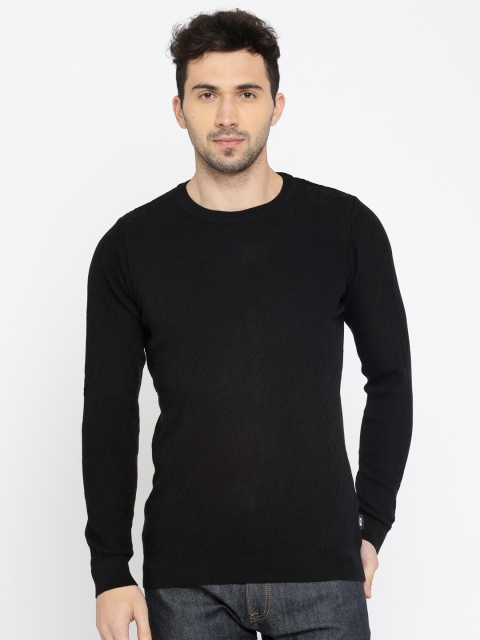 

Jack & Jones Men Black Self Design Pullover