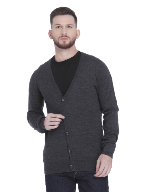 

Jack & Jones Men Charcoal Grey Woollen Cardigan