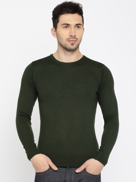 

Jack & Jones Men Green Woollen Solid Pullover