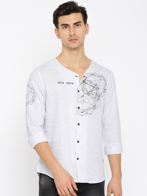 

Jack & Jones Men Off-White Regular Fit Printed Casual Shirt