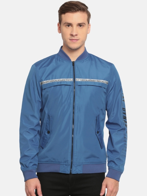 

Jack & Jones Men Blue Solid Bomber Jacket