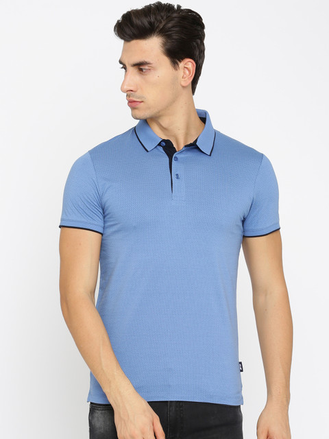 

Jack & Jones Men Blue Solid Polo Collar T-shirt
