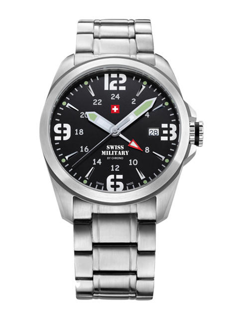 

Swiss Military by Chrono Men Black & Steel Analogue Watch SM34034.01