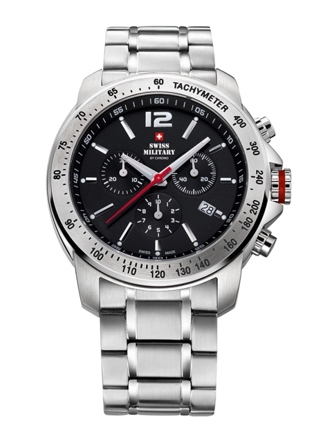 

Swiss Military by Chrono Men Black & Steel Analogue Watch