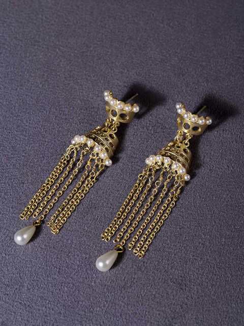 

Studio Voylla Jharokha Gold-Toned Circular Drop Earrings