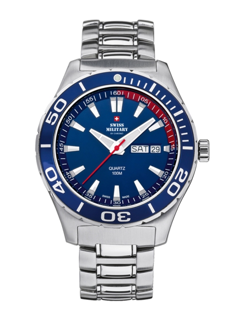 

Swiss Military by Chrono Men Blue & Steel Analogue Watch SM34017.02