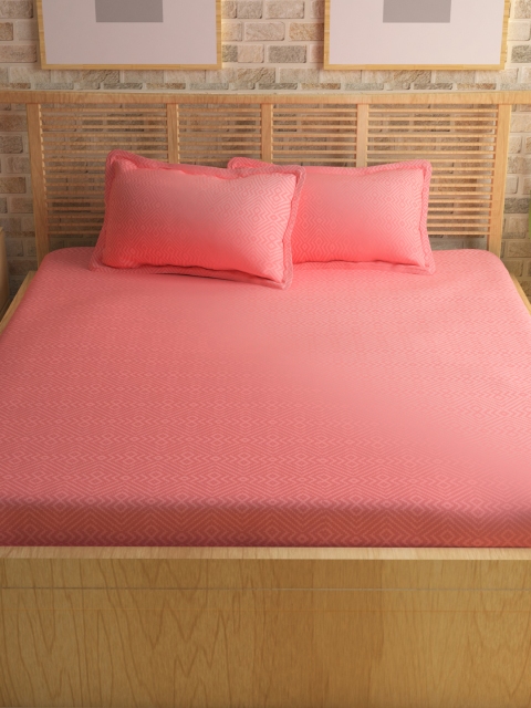 

Story@home Pink Geometric Flat 400 TC Cotton 1 King Bedsheet with 2 Pillow Covers