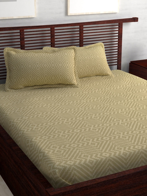 

Story@home Brown Geometric Flat 400 TC Cotton 1 King Bedsheet with 2 Pillow Covers