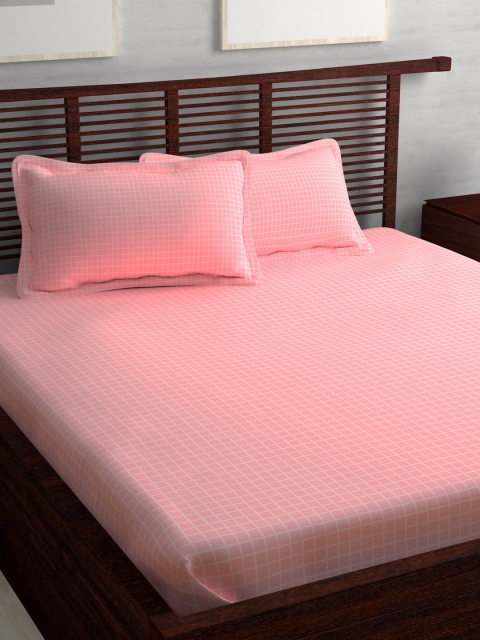 

Story@home Pink Geometric Flat 400 TC Cotton 1 King Bedsheet with 2 Pillow Covers