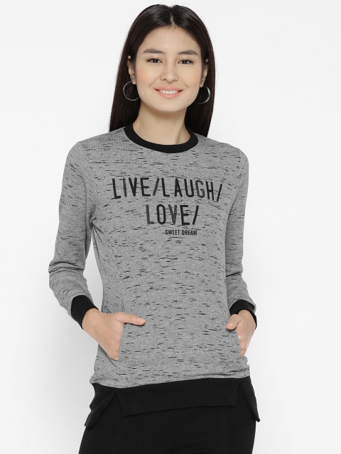 

Sweet Dreams Women Black & White Printed Sweatshirt
