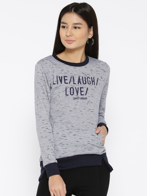 

Sweet Dreams Women Navy & White Printed Sweatshirt, Navy blue
