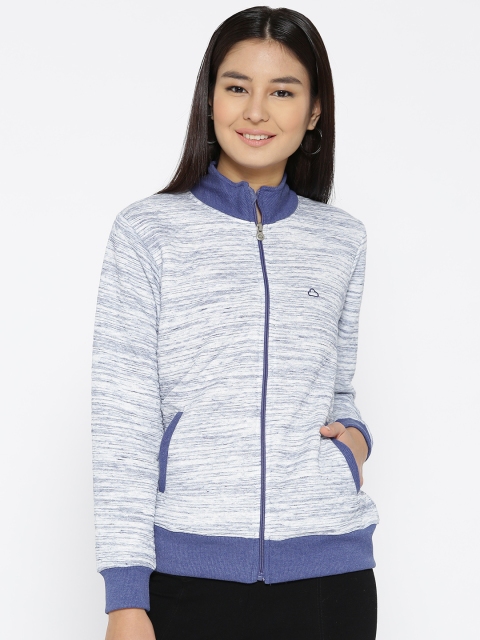 

Sweet Dreams Women White & Blue Solid Bomber Jacket