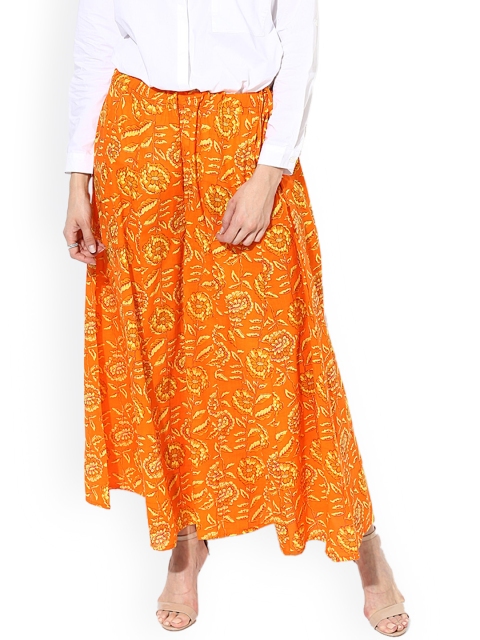 

Sangria Women Orange Flared Printed Palazzos