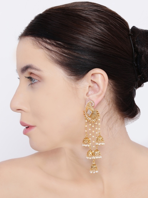 

Shining Diva Gold-Toned Geometric Jhumkas