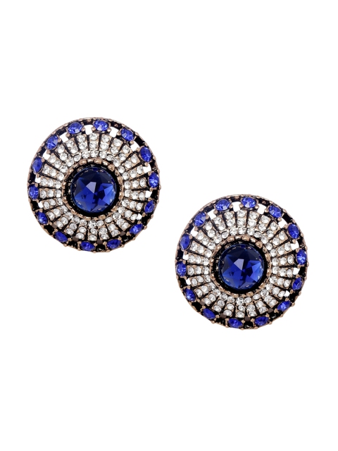 

Shining Diva Fashion Blue Black Circular Studs