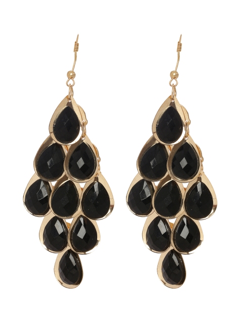 

Shining Diva Black & Gold-Toned Contemporary Drop Earrings