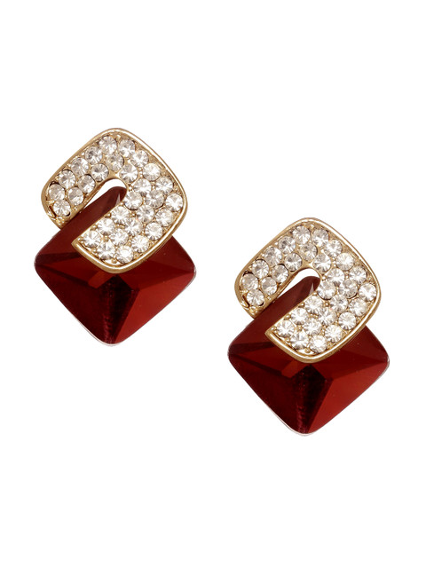 

Shining Diva Red & Gold-Toned Contemporary Studs