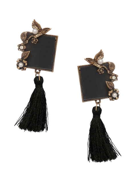 

Shining Diva Black & Grey Contemporary Drop Earrings