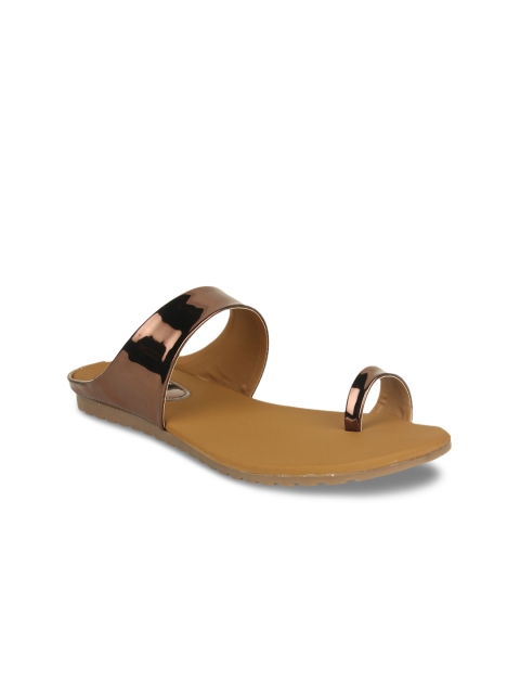 

Shoetopia Women Copper-Toned Solid Synthetic One Toe Flats