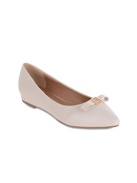 

SHUZ TOUCH Women Beige Solid Synthetic Ballerinas