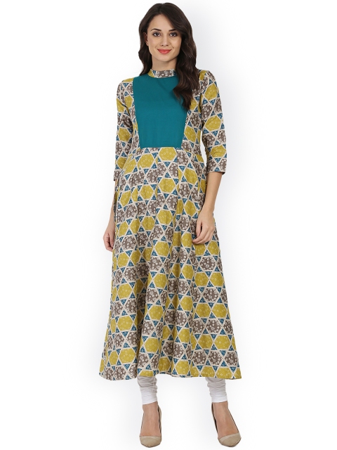 

Nayo Women Yellow & Blue Printed Anarkali Kurta