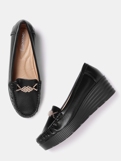 

DressBerry Women Black Solid Heeled Loafers