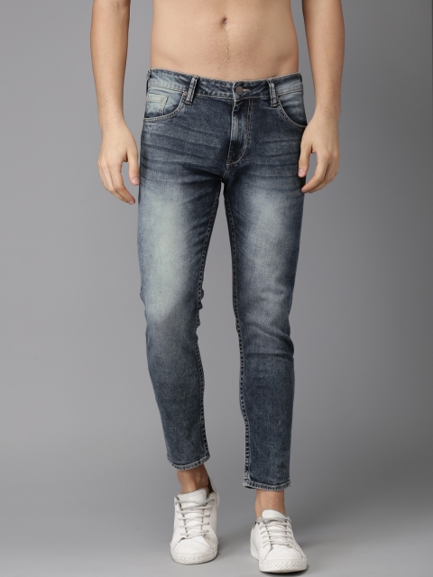 

HERE&NOW Men Blue Slim Fit Mid-Rise Cropped Clean Look Stretchable Jeans