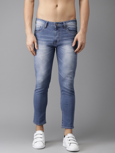 

HERE&NOW Men Blue Slim Fit Cropped Mid-Rise Clean Look Stretchable Jeans