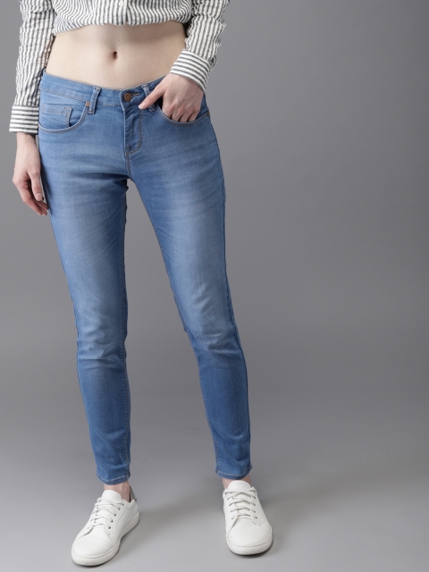 

HERE&NOW Women Blue Skinny Fit Mid-Rise Clean Look Stretchable Cropped Jeans