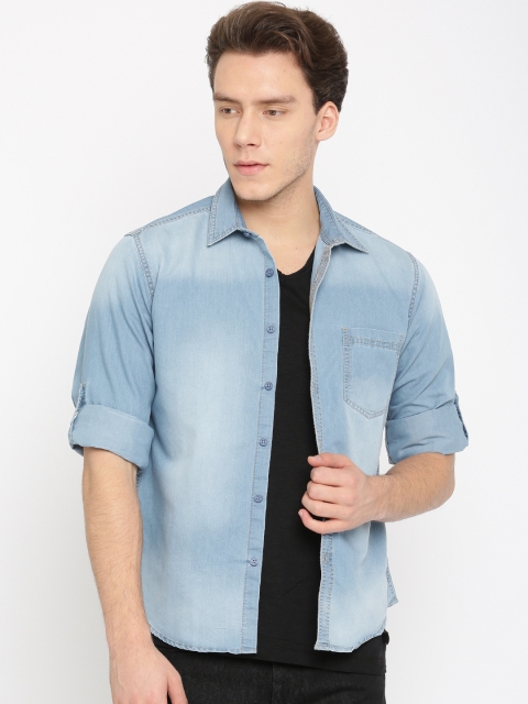 

HERE&NOW Men Blue Regular Fit Faded Denim Casual Shirt