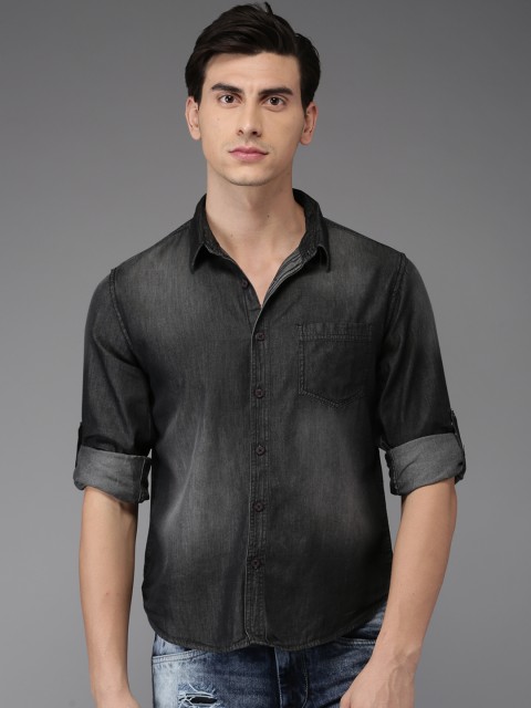 

HERE&NOW Men Black Regular Fit Faded Casual Shirt