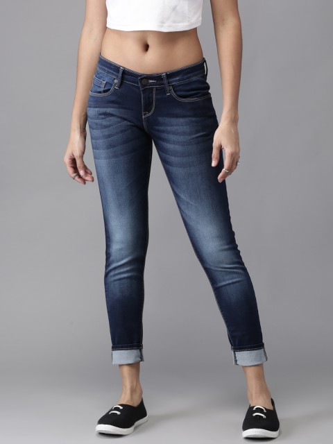 

HERE&NOW Women Blue Skinny Fit Mid-Rise Clean Look Stretchable Jeans