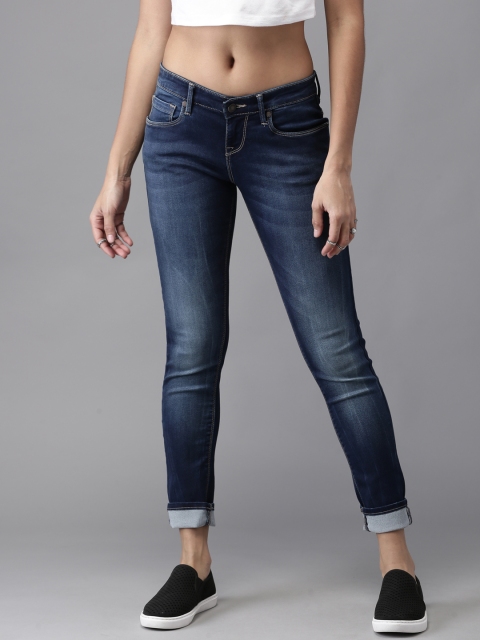 

HERE&NOW Women Blue Skinny Fit Mid-Rise Clean Look Stretchable Jeans