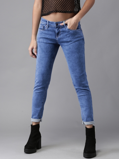 

HERE&NOW Women Blue Skinny Fit Mid-Rise Clean Look Stretchable Jeans