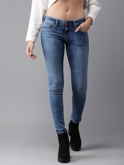 

HERE&NOW Women Blue Skinny Fit Mid-Rise Clean Look Stretchable Jeans