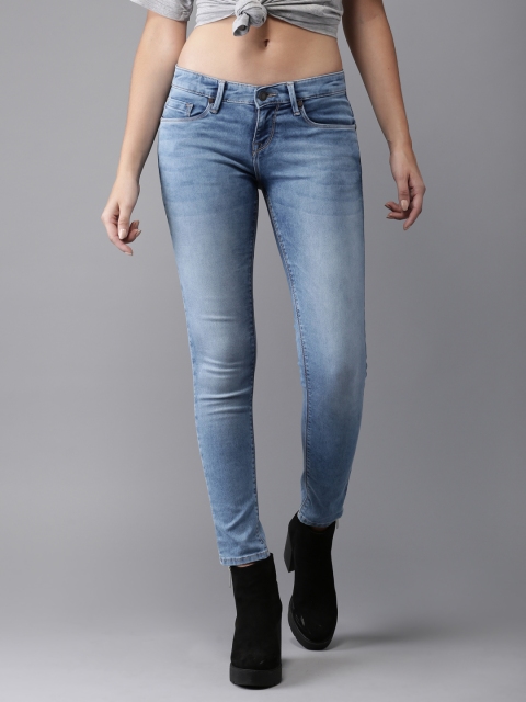 

HERE&NOW Women Blue Skinny Fit Mid-Rise Clean Look Stretchable Jeans