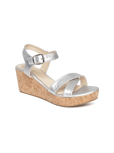 

Carlton London Women Silver-Toned Solid Sandals