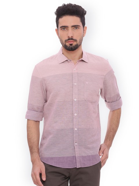 

Basics Men Pink Slim Fit Striped Casual Shirt