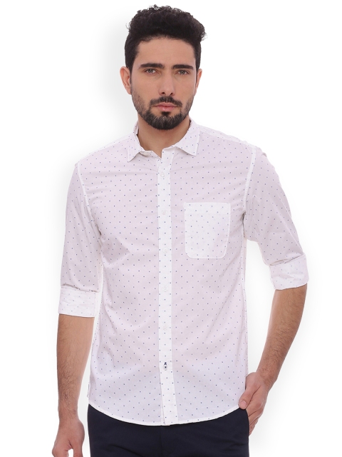 

Basics Men White Slim Fit Printed Casual Shirt