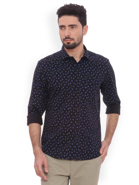 

Basics Men Black Slim Fit Printed Casual Shirt