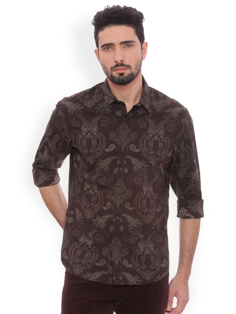 

Basics Men Brown Slim Fit Printed Casual Shirt