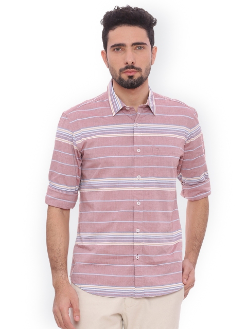 

Basics Men Red Slim Fit Striped Casual Shirt