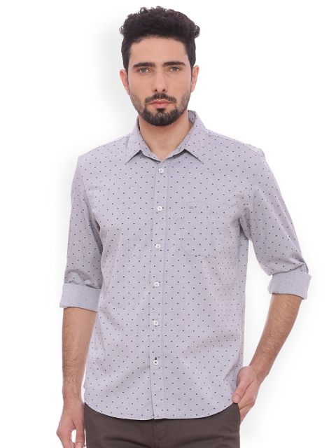 

Basics Men Grey Slim Fit Printed Casual Shirt
