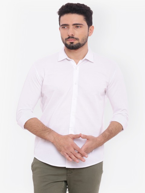 

Basics Men White Slim Fit Solid Casual Shirt
