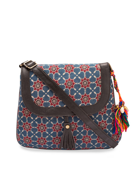 

Vivinkaa Blue & Red Printed Sling Bag
