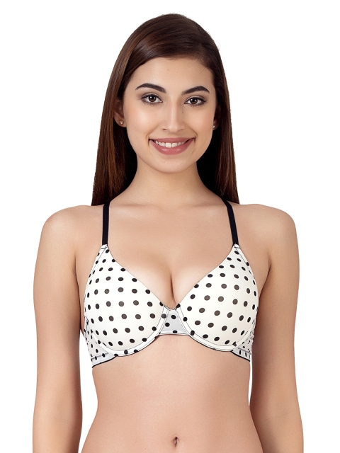 

Clovia White Printed Underwired Lightly Padded Push-Up Bra