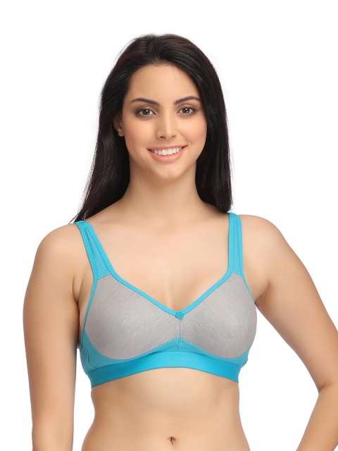

Clovia Blue & Grey Solid Non-Wired Non Padded T-shirt Bra