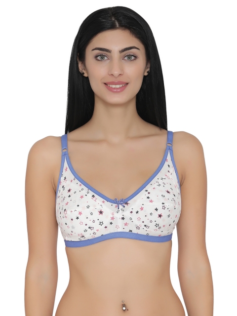 

Clovia White Printed Non-Wired Non Padded Everyday Bra