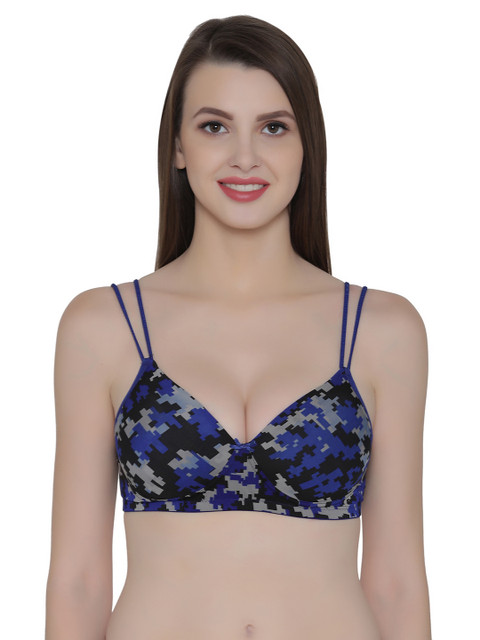 

Clovia Padded Non-Wired Printed T-Shirt Bra, Blue