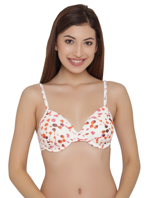 

Clovia White Printed Underwired Lightly Padded Everyday Bra